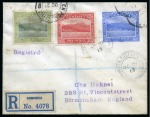1913 Dominica registered postal stat. + addit. franking