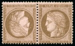 Stamp of France » Emission Cérès 1871-72 1873, Cérès dentelé 10c brun sur rose en paire TETE-BECHE