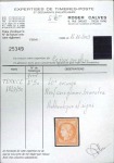 1849, Cérès 40c orange foncé avec essai de gommage