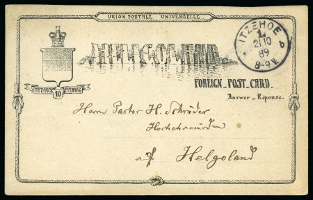 German States, Heligoland, 1889, postal stat. answer card