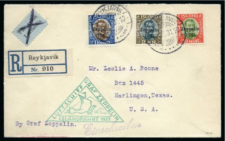 1931 (Jun 30) Graf Zeppelin cover with 1931 50a, 1kr and 2kr Zeppelin stamps