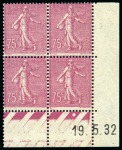 1924-32, Semeuse lignée 75c lilas-rose type II en coin daté