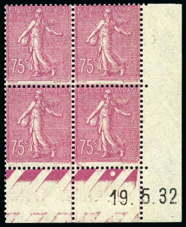 1924-32, Semeuse lignée 75c lilas-rose type II en coin daté