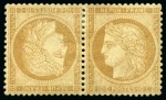 Stamp of France » Siège de Paris 1870, Type Siège 10c bistre-jaune en paire TETE-BECHE