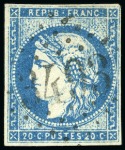 1871, Émission de Bordeaux 20c bleu report 1