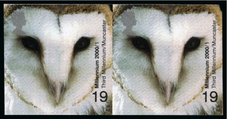 Stamp of Great Britain » Queen Elizabeth II 2000 Millennium Projects 19p Owl mint nh imperforate pair
