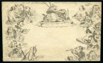 Stamp of Great Britain » 1840 Mulreadys & Caricatures Spooner "Letter Writing" Mulready caricature, unused, possibly an essay