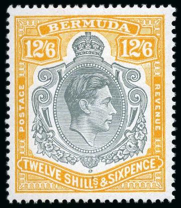 Stamp of Bermuda 1938-53 12s6d Grey & Yellow on ordinary paper mint nh