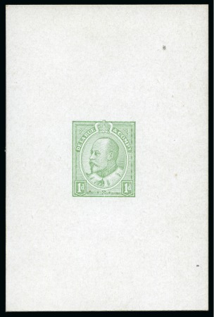 Stamp of Great Britain » King Edward VII 1903 1d "Canada Head" essay colour trial (die 2, large head) in pale dull green on thick card