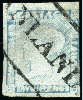 1856-58 Post Paid 2d blue, position 3,  cancelled by framed 'INLAND' hs