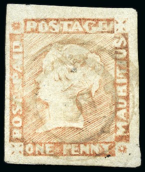 Stamp of Mauritius » 1848-59 Post Paid Issue » Worn Impressions (SG 16-22) 1857-59 Post Paid 1d. red, position 4, used with "15" numeral