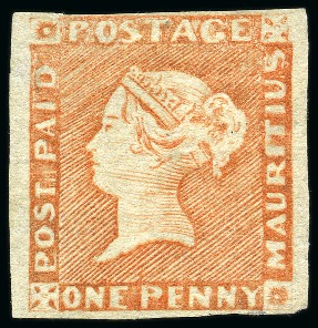Stamp of Mauritius » 1848-59 Post Paid Issue » Intermediate Impressions (SG 10-15) 1854-57 Post Paid 1d red, position 2, unused without gum