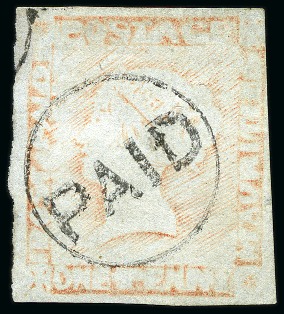 1859 Post Paid 1d. red, position 6, used