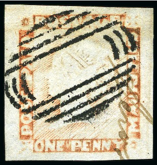 1859 Post Paid 1d. red, position 7, used