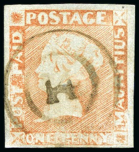 1857-59 1d. red on bluish, position 10, used with "14" numeral