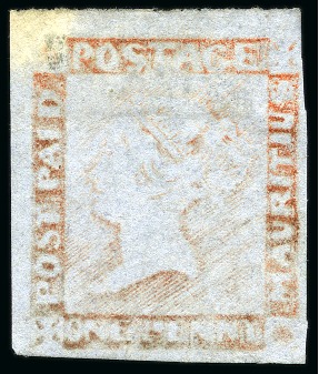 1859 1d. red on bluish, position 11, unused without gum