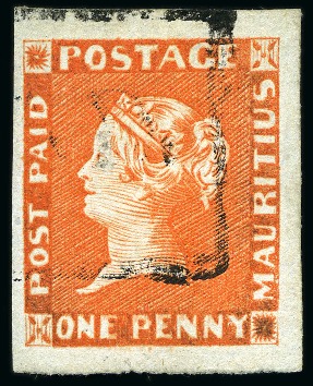 Stamp of Mauritius » 1848-59 Post Paid Issue » Early Impressions (SG 6-9) 1853-55 1d. orange-vermilion, position 9, used