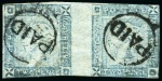 Stamp of Mauritius » 1859 Lapirot Issue » Worn Impressions (SG 39) 1859 Lapirot 2d. blue, complete plate reconstruction made up of six horizontal pairs 