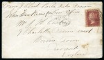 1867 (Dec 2) Envelope sent from Ascension by military concession rate with GB 1864-79 1d red pl.97