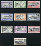 1934 1/2d to 5s set of 10 with SPECIMEN perfins, mint