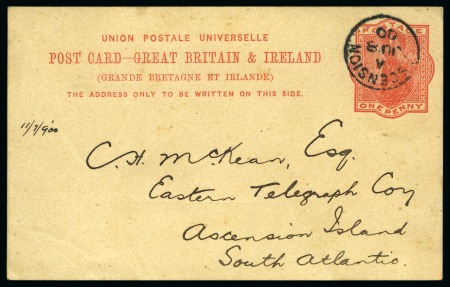 Stamp of Ascension » Great Britain Used in Ascension 1900 GB 1d postal stationery card sent locally in Ascension cancelled by Ascension cds