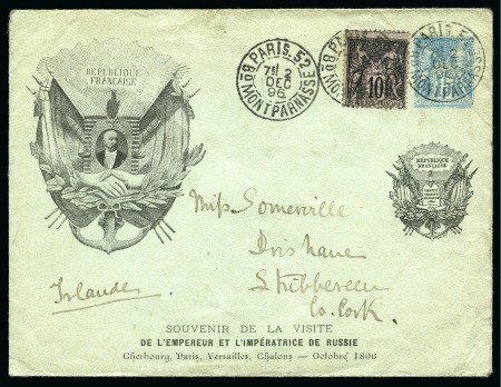 Stamp of France » Type Sage IRLANDE, 1896 : Enveloppe entier postal repiqué "Souvenir