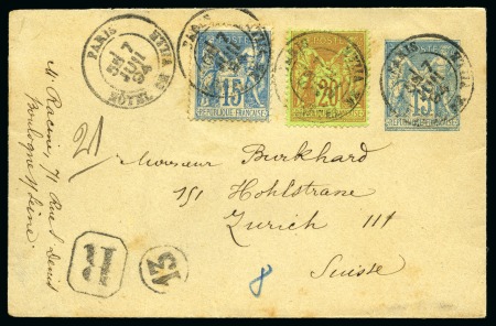 SUISSE, 1893-1894 : Lot de 2 enveloppes avec un entier