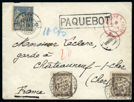1906, Enveloppe d'Aden pour Châteauneuf-sur-Cher,