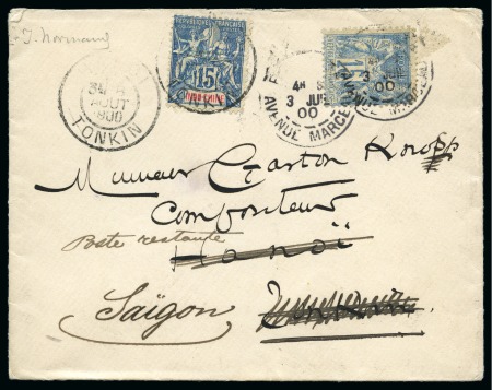 Stamp of France » Type Sage TONKIN, 1900 : Lettre pour Hanoï avec redirection