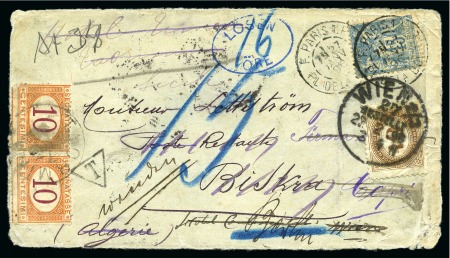 Stamp of France » Type Sage 1896, Devant de lettre à destination initiale d'Oran présentant pas moins