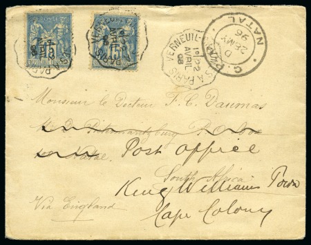 COLONIE DU CAP, 1896 : Lettre de Verneuil pour King William's Town