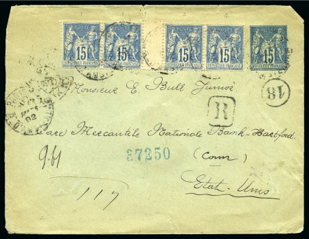 ETATS-UNIS D'AMERIQUE, 1892 : Enveloppe recommandée Type Sage