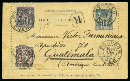 Stamp of France » Type Sage GUATEMALA, 1898 : Entier postal recommandé carte-lettre