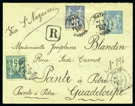 Stamp of France » Type Sage GUADELOUPE, 1896 : Enveloppe recommandée entier postal