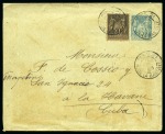 Stamp of France » Type Sage CUBA, 1896 : Enveloppe entier postal Type Sage 15c bleu