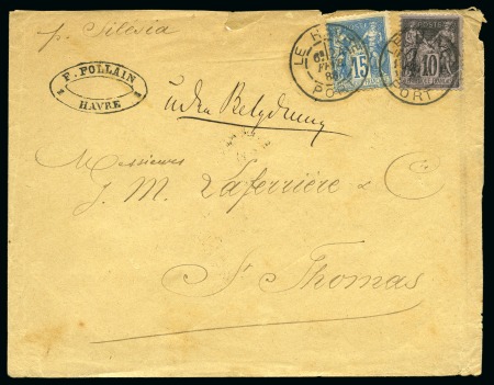 SAINT-THOMAS, 1886 : Lettre affranchissement Type Sage