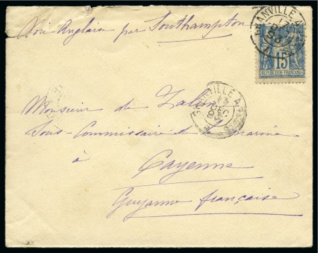 Stamp of France » Type Sage GUYANNE, 1893 : Lettre adressée à un officiel à Cayenne affranchissement Type Sage