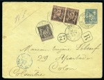 Stamp of France » Type Sage COLOMBIE, 1893 : Enveloppe entier postal Type Sage 15c bleu