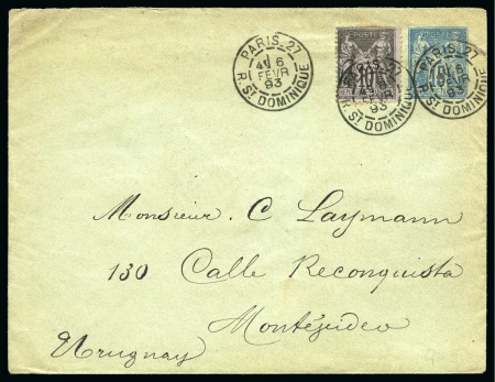 URUGUAY, 1893 : Enveloppe entier postal Type Sage 15c bleu
