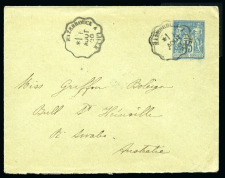AUSTRALIE, 1900 : Enveloppe entier postal Type Sage 