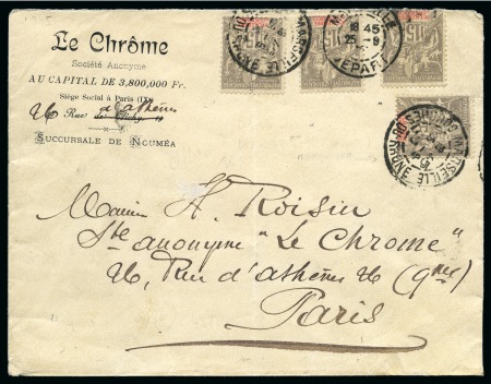 Stamp of Colonies françaises » Nouvelle-Calédonie 1905, Lettre avec en-tête de Nouméa pour Paris, affranchissement