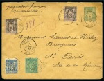 RÉUNION, 1894 : Enveloppe recommandée entier postal Type Sage 5c vert