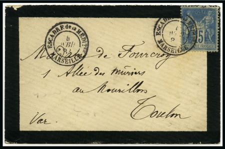 1883, Enveloppe de deuil pour Toulon affranchissement Type Sage