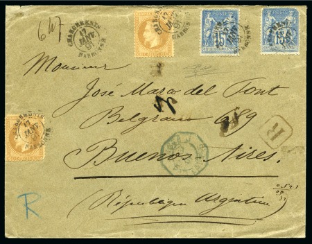 ARGENTINE, 1891: Lettre recommandée pour Buenos Aires avec