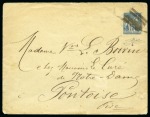 1890, Enveloppe entier postal Type Sage 15c bleu pour Pontoise