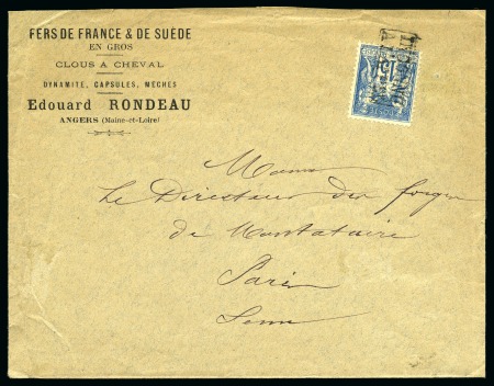 Stamp of France » Type Sage Enveloppe commerciale imprimée d'Angers pour Paris, affranchissement