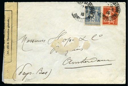 Stamp of France » Émissions à partir de 1900 1915, Usage tardif du Type Sage 15c bleu avec Semeuse 10c rouge