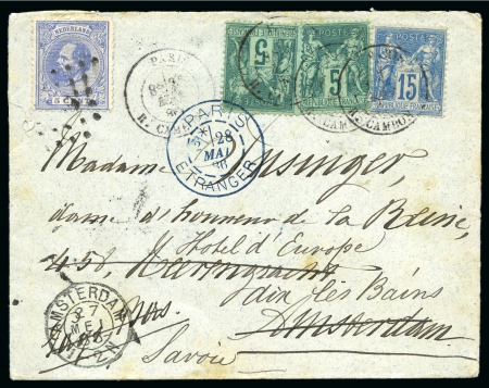 1886, Lettre postée de Paris pour Amsterdam (Pays-Bas)
