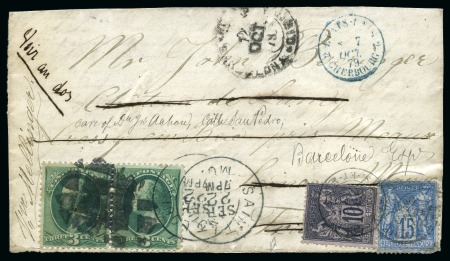 Stamp of France » Type Sage 1879, Lettre postée de Saint Louis (États-Unis) ayant transité