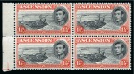 1938-53 1 1/2d Black & Vermilion perf.13 showing variety "Davit" on lower left stamp in mint nh left marginal block of 4
